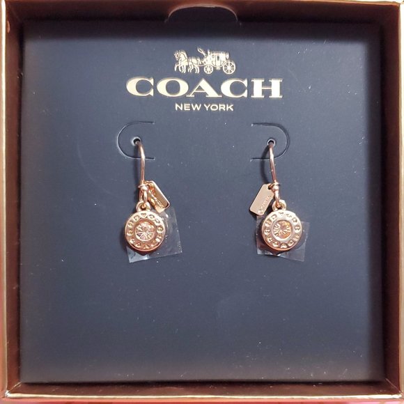 Coach Open Circle Stone Earring On Wire - Picture 3 of 8